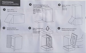 Instructions for unpacking Bmw artcar miniature.
